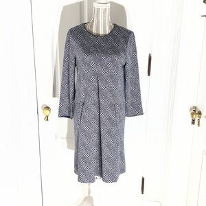Elegant navy Tyler Boe medium dress houndstooth women’s retro D382
